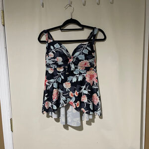 Torrid Floral Swim Bikini Top - Black and Pink